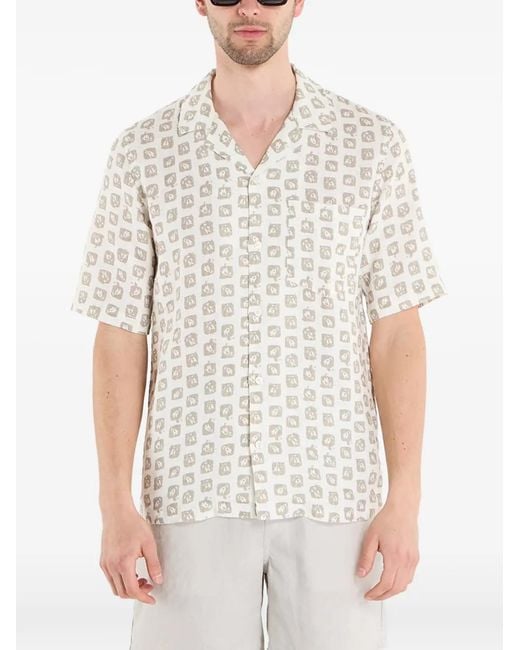 Samsøe & Samsøe White Oscar Ap Print Short-Sleeve Shirt for men