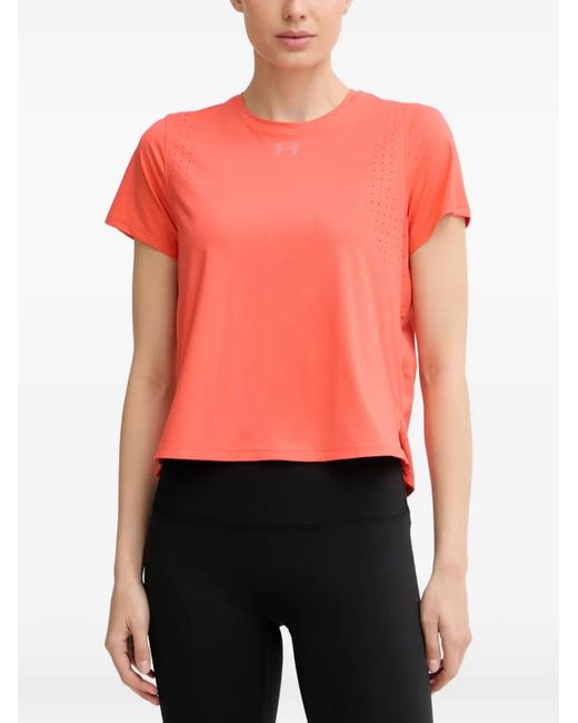Under Armour Red Velociti Pro Perforated-Detail Logo-Print T-Shirt
