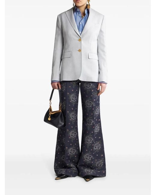 Etro Gray Single-Breasted Blazer