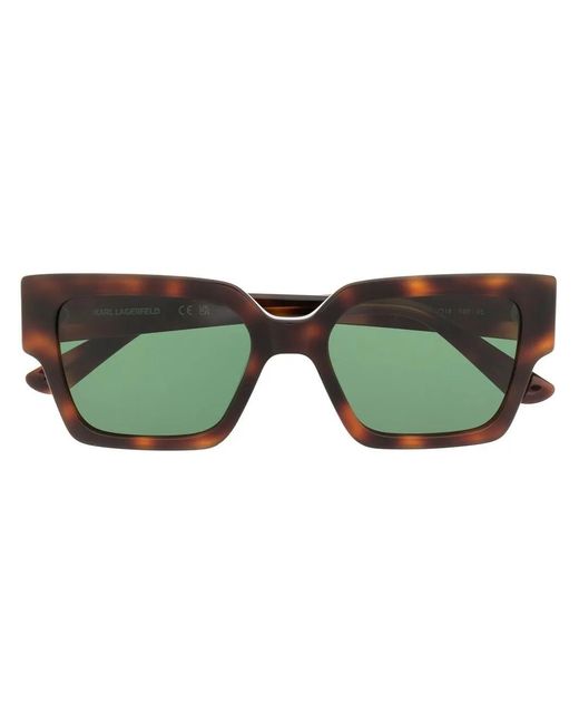 Karl Lagerfeld Green Tortoiseshell-Pattern Rectangle-Frame Sunglasses for men