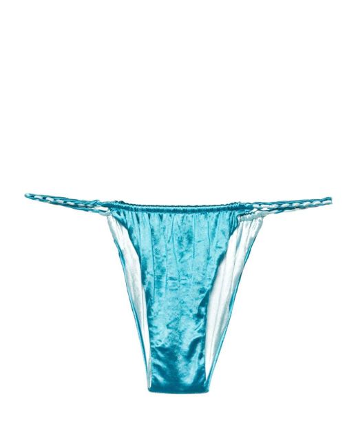 Isa Boulder Blue Ruched Reversible Bikini Bottoms