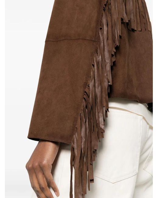 Bully Brown Fringe Lambskin Jacket