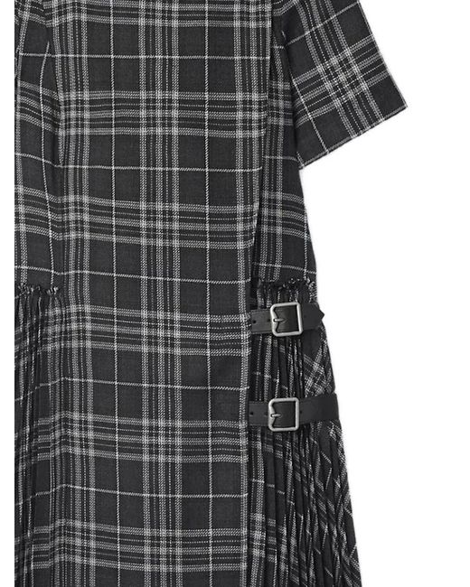 Burberry Black Check Buckle Pleated Dress