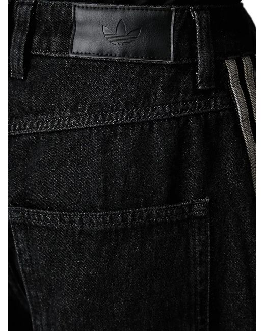 Adidas Black High-Rise Barrel-Leg Denim Pants