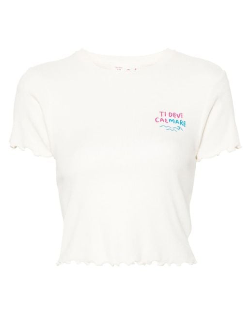 T-shirt Serena à design nervuré Mc2 Saint Barth en coloris White