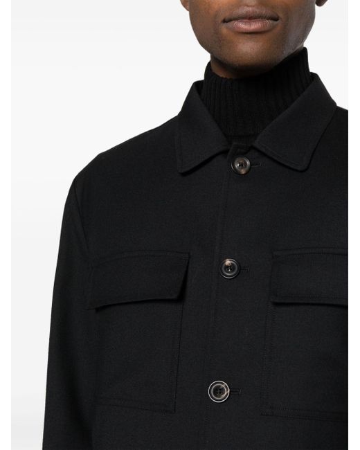 Lardini Overhemd Met Klepzakken Van Wolblend in het Black voor heren