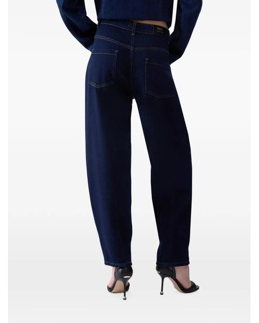 Liu Jo Blue High-Waisted Jeans With Rhinestones