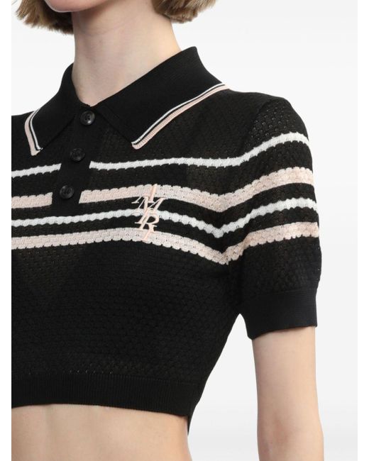 Amiri Black Stripe Knitted Polo Shirt