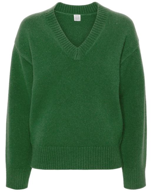 Totême  Green Pullover mit V-Ausschnitt