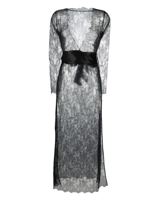 Maison Close Gray Rendez-Vous Floral-Lace Wrap Dress