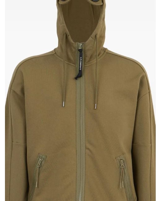 Felpa Con Maschera Sci, Zip E Cappuccio di C P Company in Green da Uomo