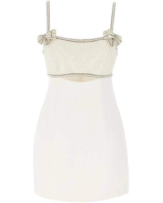 Self-Portrait White Rhinestone-Embellished Dress