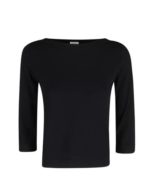 Roberto Collina Black Boat-Neck Top