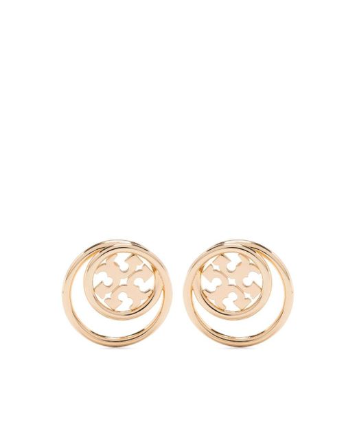 Tory Burch Natural Double T Cut-out Stud Earrings
