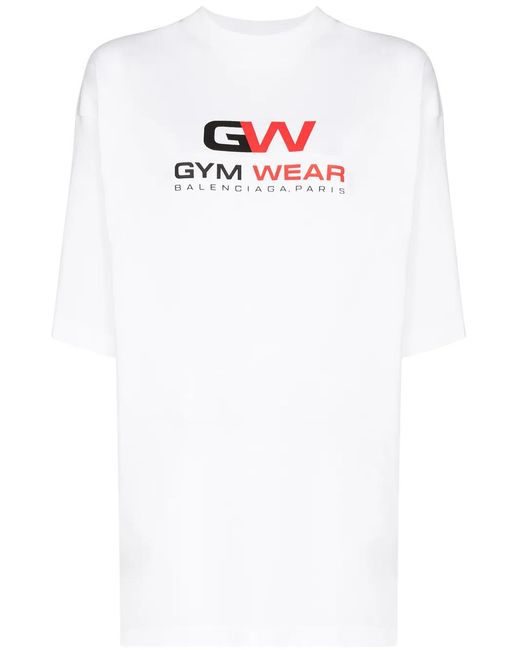Balenciaga レディース ホワイト Gym Wear ロゴ Tシャツ【公式通販】