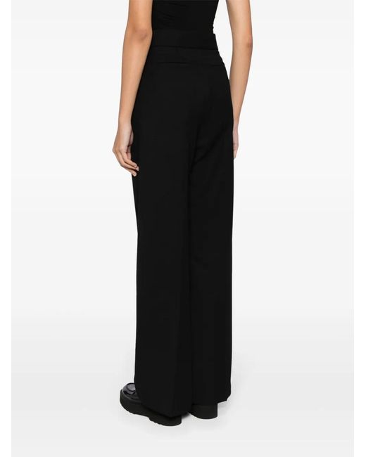 Maison Kitsuné Black Pleated Wool-Blend Wide-Leg Trousers