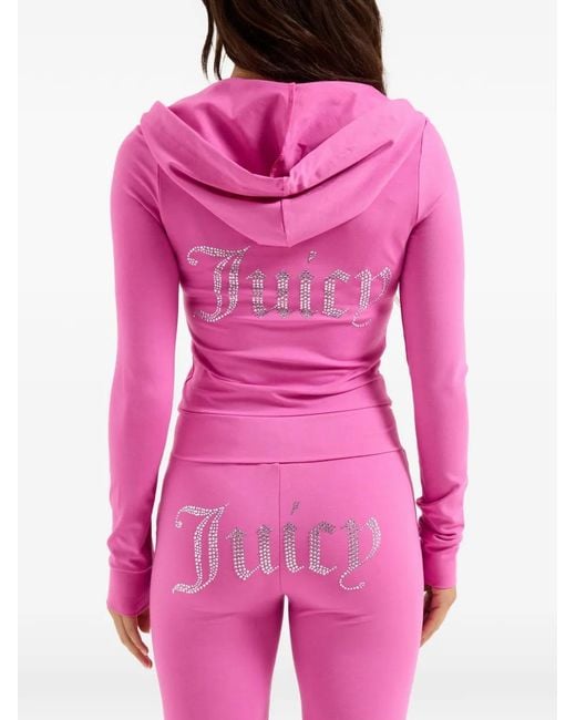 Juicy Couture Pink Diamanté Zip-Through Hoodie