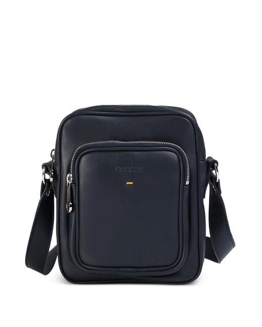 Doucal's Blue Leather Messenger Bag for men