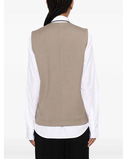 AMI Natural V-Neck Virgin Wool Waistcoat