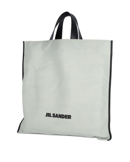 Jil Sander Gray Large Leather-Trimmed Tote Bag
