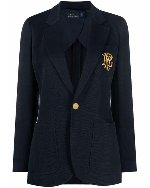 Polo Ralph Lauren Blue Padded-shoulders Cotton-blend Jacket