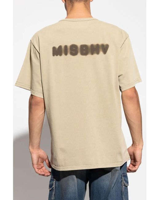 M I S B H V Natural Logo-Print Cotton T-Shirt for men