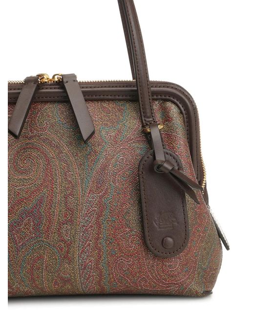 Etro Brown Paisley Top Handle Tote Bag