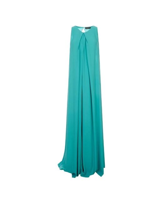 Gianluca Capannolo Blue Pleated Sleeveless Maxi Dress