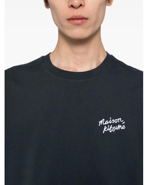 メンズ Maison Kitsuné Handwriting Tシャツ Blue