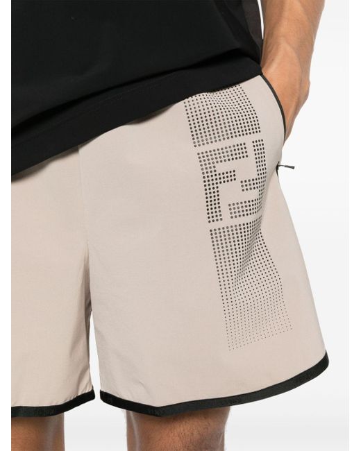 Fendi Natural Ff-print Track Shorts for men