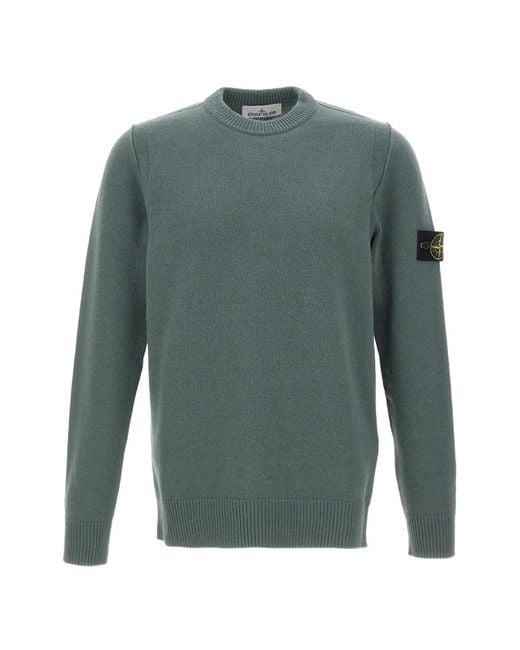 Stone Island Green 5100072 Lambswool Crewneck Jumper for men
