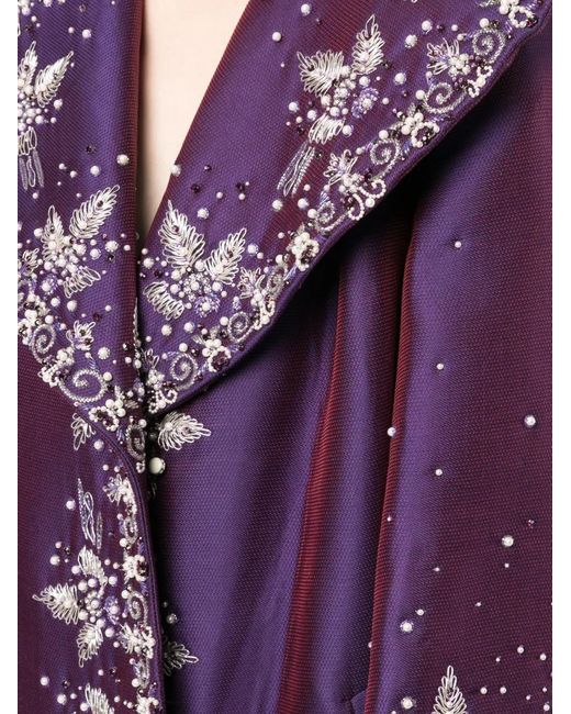 Saiid Kobeisy Purple Mikado Beaded Satin-Finish Jacket