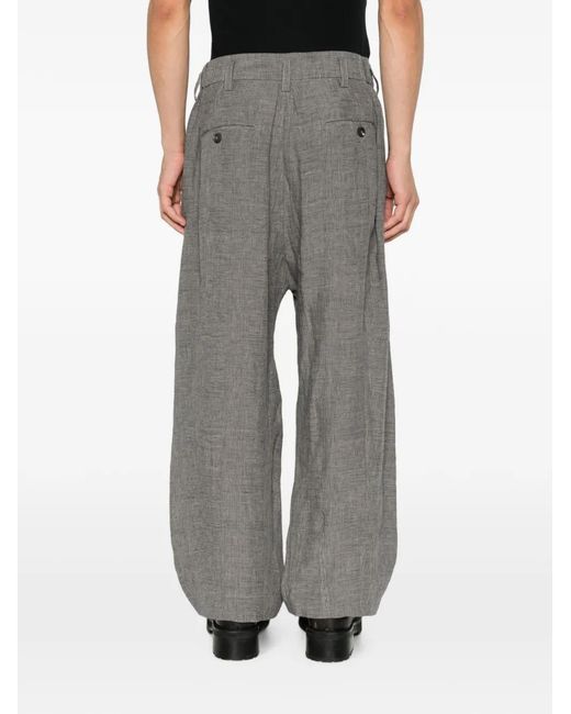 Ziggy Chen Gray Check-Pattern Trousers for men