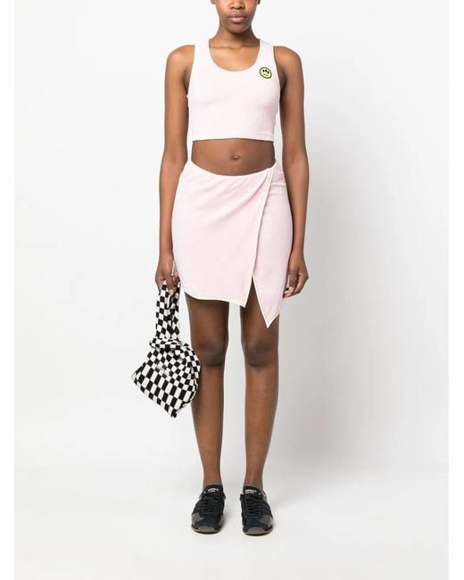 Barrow Pink Logo-Patch Terry Tank Top
