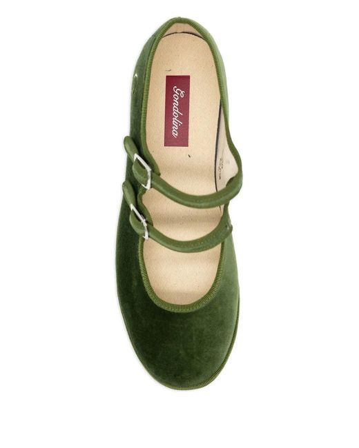 Gondolina Green Guglie Mary Jane Double-Lace Ballet Flats