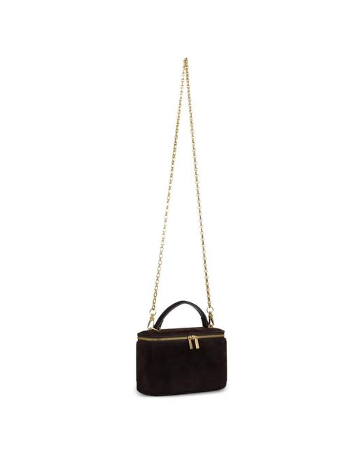 POTAMY Black Zip Handle Suede Mini Bag