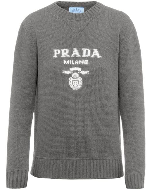 Maglione con logo di Prada in Gray