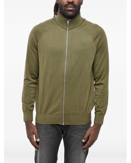 DIESEL Green Long-Sleeve Zip-Fastening Cardigan for men