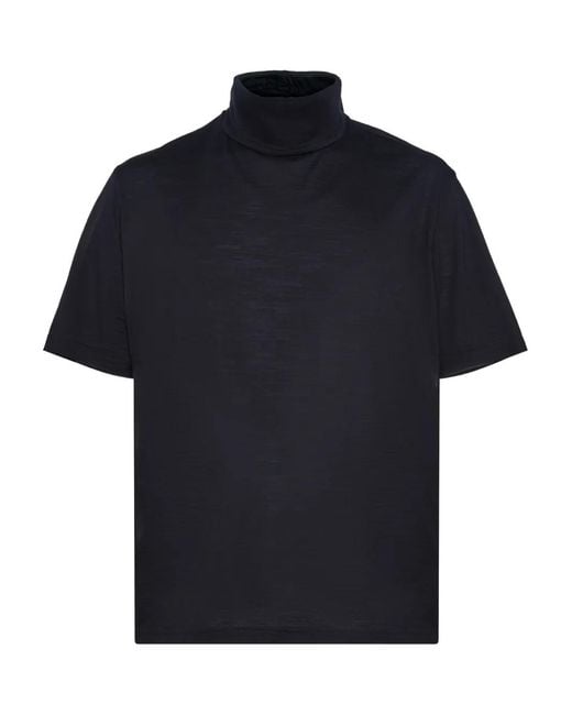 Low Brand Black Turtleneck Short-Sleeve Sweater for men