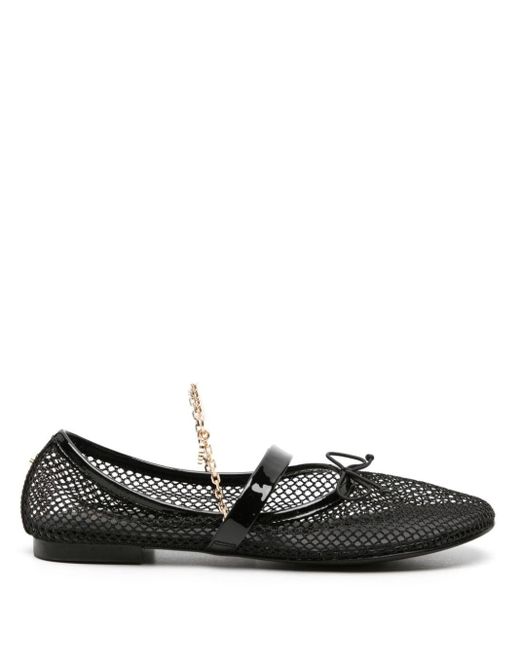 Maje Chain-detail Mesh Ballerina Shoes in het Black