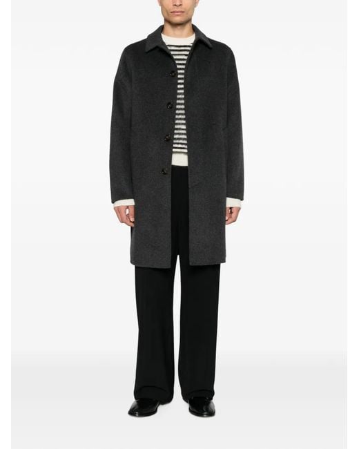 Aspesi Black Virtuoso Collared Single-Breasted Coat for men