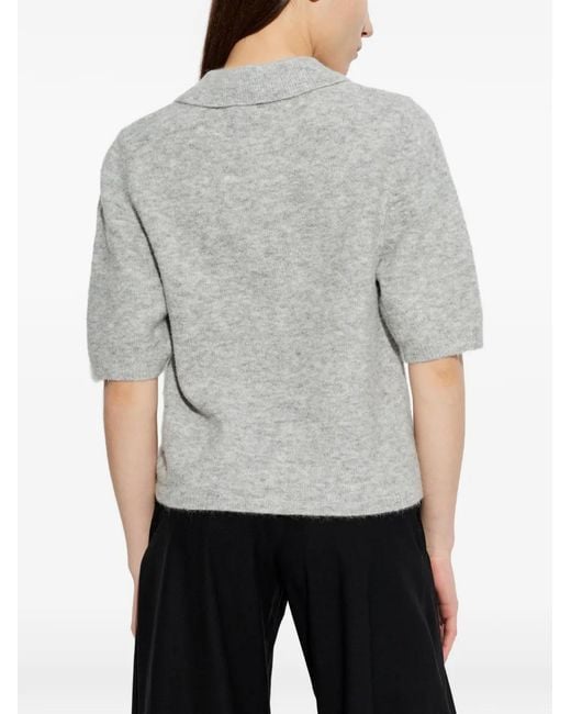 Gestuz Gray Button Collared Knitwear