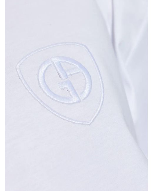 Giorgio Armani White Embroidered Crew-Neck T-Shirt for men