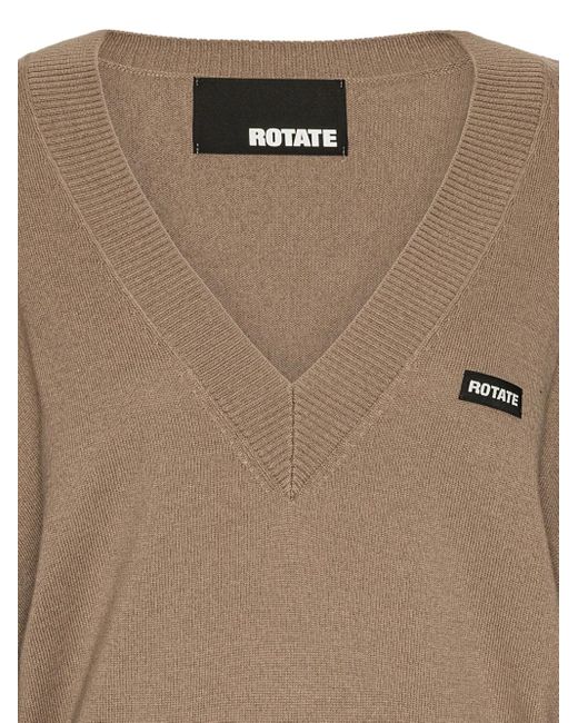 ROTATE BIRGER CHRISTENSEN Natural Pullover mit V-Ausschnitt