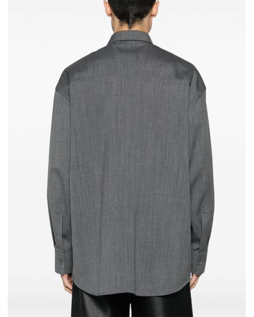 Jil Sander Gray Textured Wool Overshirt for men