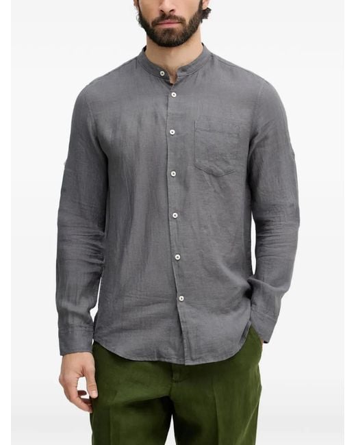 Benetton Gray Chemise À Col Mao for men