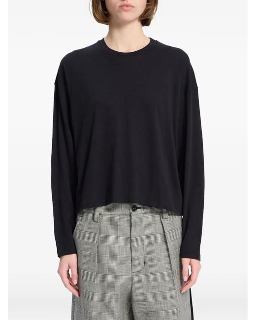 Ann Demeulemeester Blue Slogan-Print Long-Sleeve T-Shirt