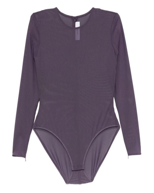 Alex Perry Purple Sheer Mesh Bodysuit