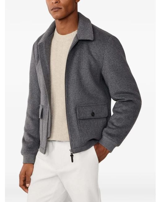 Hackett Gray Zip-Fastening Quilted Jacket for men