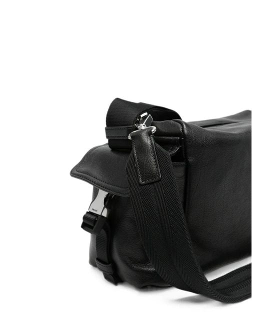 Prada Black Logo-Plaque Shoulder Bag for men